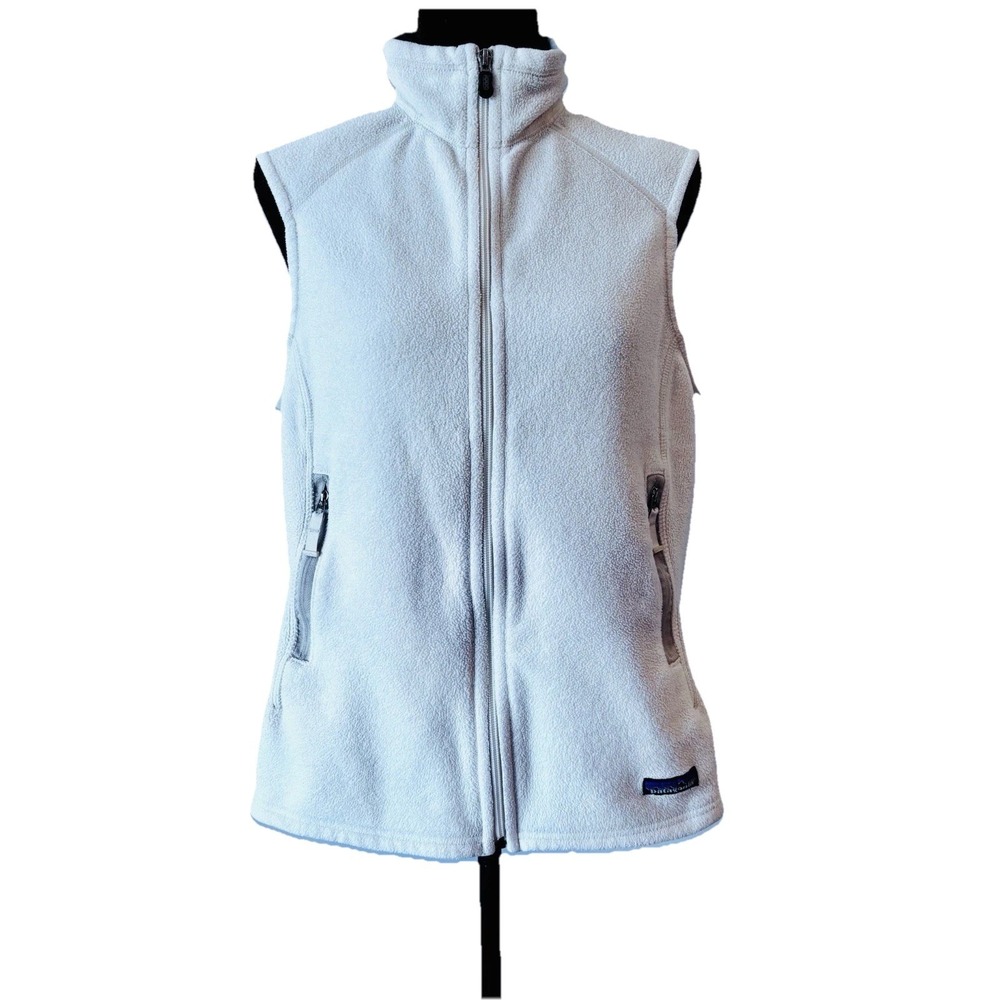 Patagonia Synchilla Fleece Vest Cream Zip Front Soft Warm Outdoor  Size Large - Picture 3 of 11